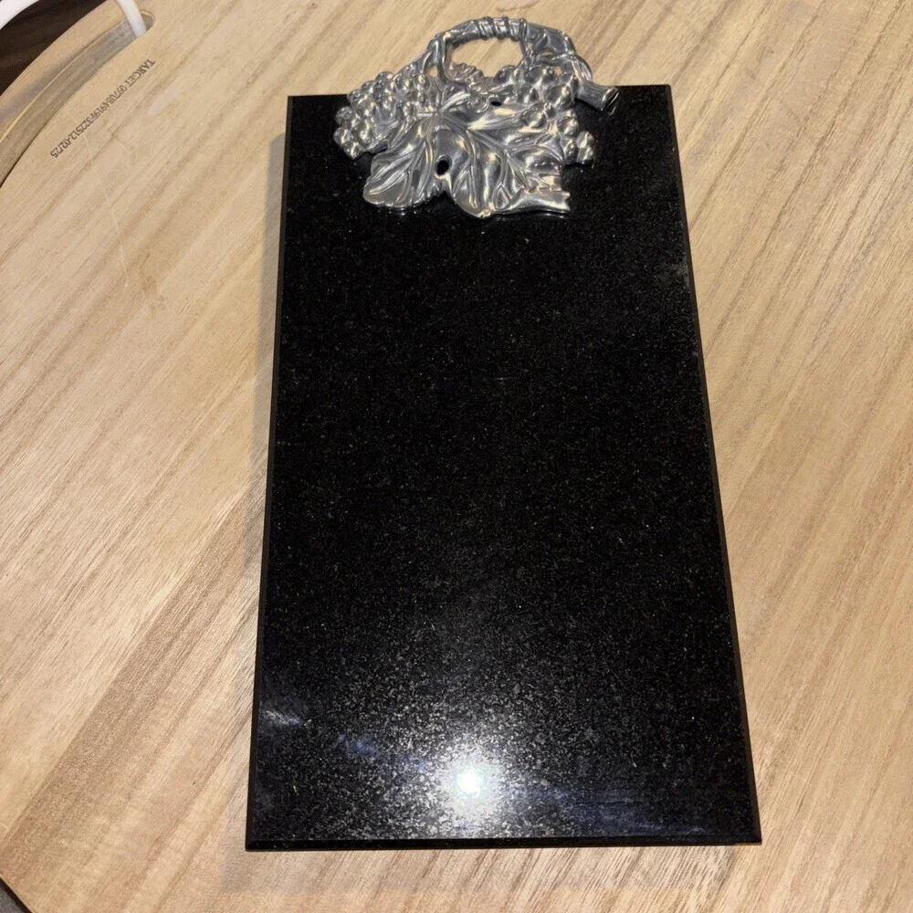 Black marble Pewter grapes Cutting Board Cheese Charcuterie ARTHUR COURT